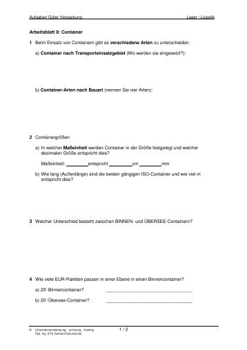 Lernfeld 6 Arbeitsblatt 8 - WebLogTrade Wiki