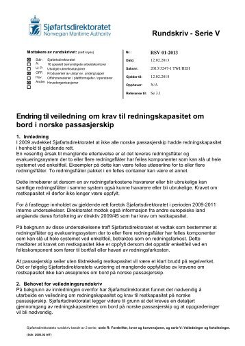 Last ned rundskrivet som pdf - SjÃ¸fartsdirektoratet