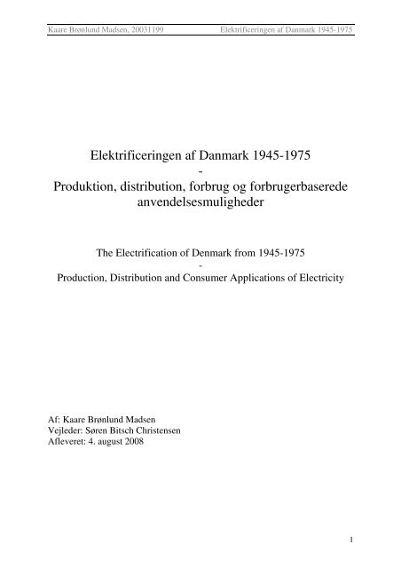 Elektrificeringen af Danmark 1945-1975 - Dansk Center for Byhistorie