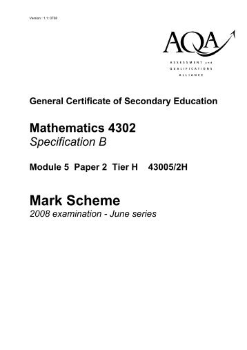 GCSE Mathematics (Modular) Specification B Module 5 Paper 2 ...