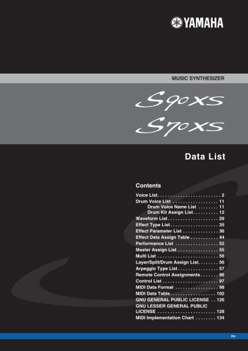 S90 XS/S70 XS Data List - zZounds.com