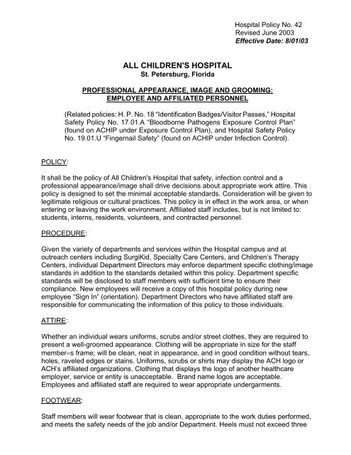 piedmont hospital dress code