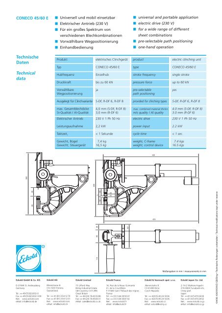 Mobiler Clinchbügel CONECO 45/60 Prospekt (PDF) - Eckold