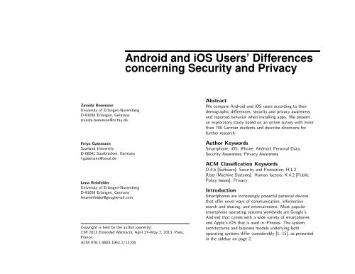 Android and iOS Users' Differences concerning Security and Privacy