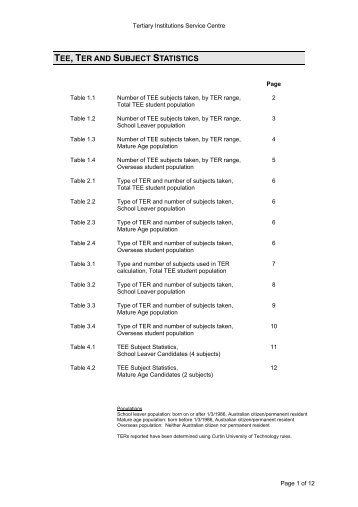 TEE, TER and Subjects - TISC