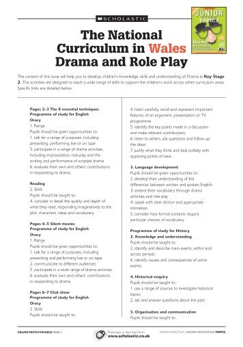 The National Curriculum in Wales Drama and Role Play - Scholastic