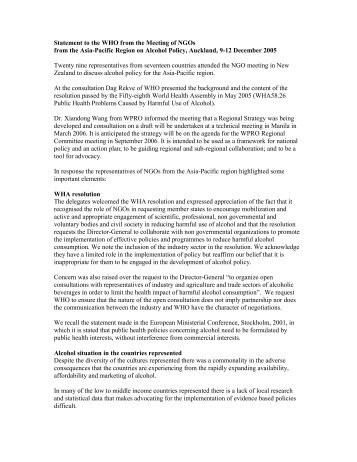 Statement to the WHO from the Meeting of NGOs from the ... - apapa