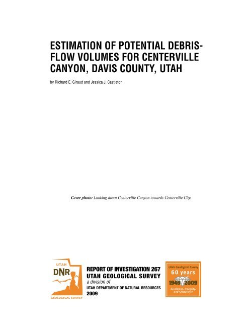 Estimation of potential debris-flow volumes for Centerville Canyon ...