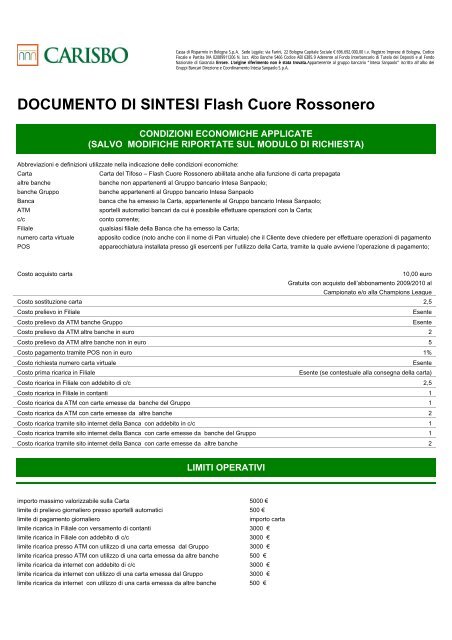 DOCUMENTO DI SINTESI Flash Cuore Rossonero - Intesa Sanpaolo