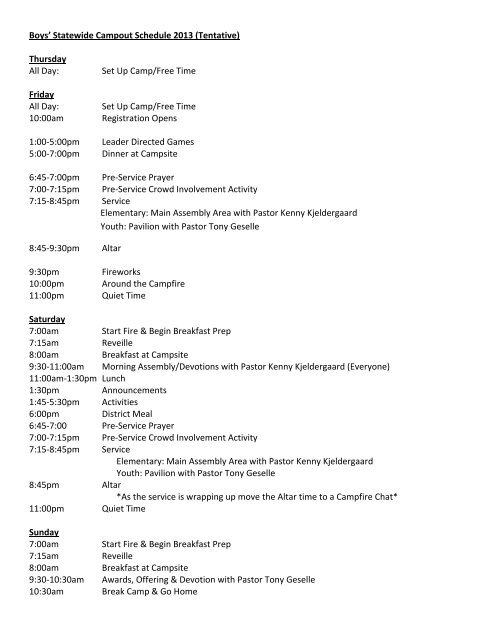 2013 Minnesota Boys Statewide Camp Out MAY 17-19 Lake Placid ...