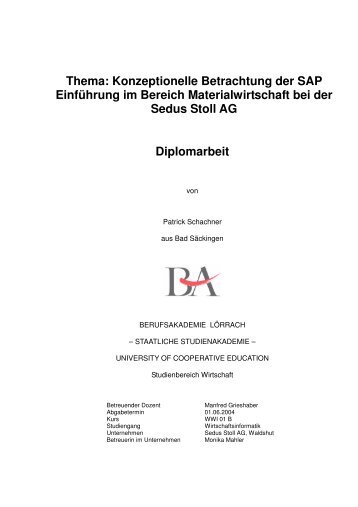 Konzeptionelle Betrachtung der SAP EinfÃ¼hrung im ... - WWI 01 B