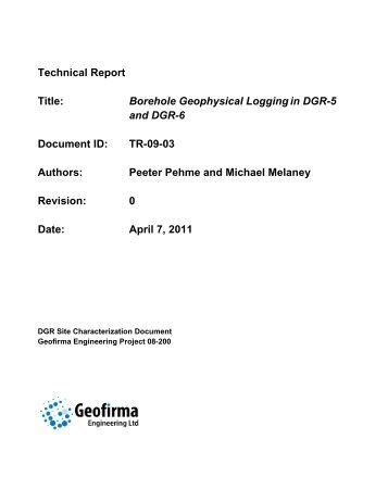 Borehole Geophysical Logging of DGR-5 and DGR-6
