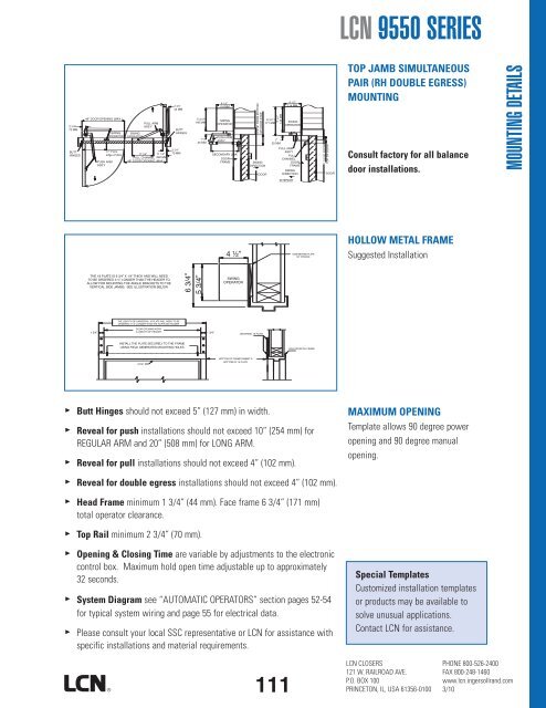 Lcn 9550 Series Mounting