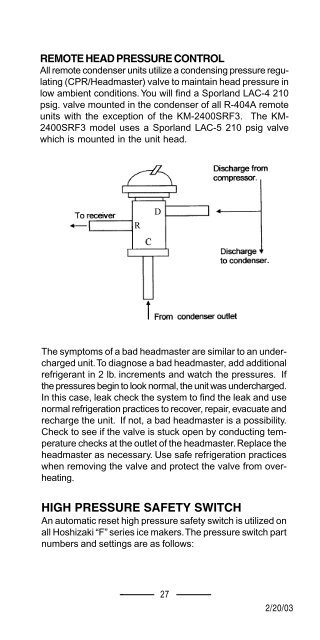 TECH - SPEC'S Technician's Pocket Guide - Hoshizaki America, Inc.