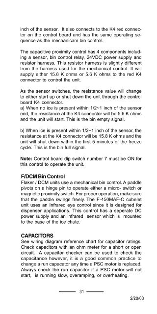 TECH - SPEC'S Technician's Pocket Guide - Hoshizaki America, Inc.