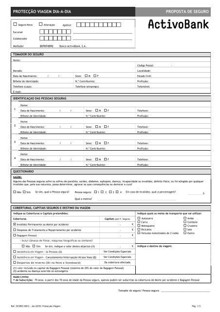 Os contactos para efeitos de tratamento de dados pessoais podem ser endossados  sede do ActivoBank ou para  Por ltimo, vale a pena referir que  possvel saber mais sobre o ActivoBank e manter-se a par das suas mais recentes novidades atravs da respetiva pgina do Facebook, ActivoBank.