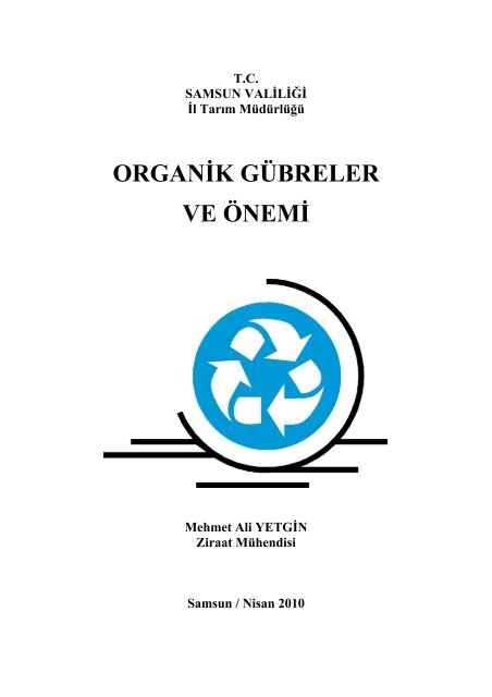 ORGANÄ°K GÃBRELER VE ÃNEMÄ° - Samsun TarÄ±m Ä°l MÃ¼dÃ¼rlÃ¼ÄÃ¼