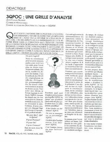 3qpoc : une grille d'analyse, jean-claude richard, traces, volume 43 ...