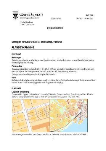 Planbeskrivning - VÃ¤sterÃ¥s stad