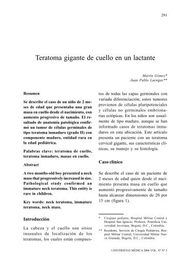 Teratoma gigante de cuello en un lactante - Pontificia Universidad ...