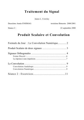 Traitement du Signal Produit Scalaire et Convolution - PRIMA