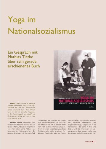 Yoga im Nationalsozialismus - VIVEKA - Hefte fÃ¼r Yoga