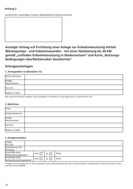 Antragsunterlagen Anzeige/ Antrag auf Errichtung einer Anlage zur ...