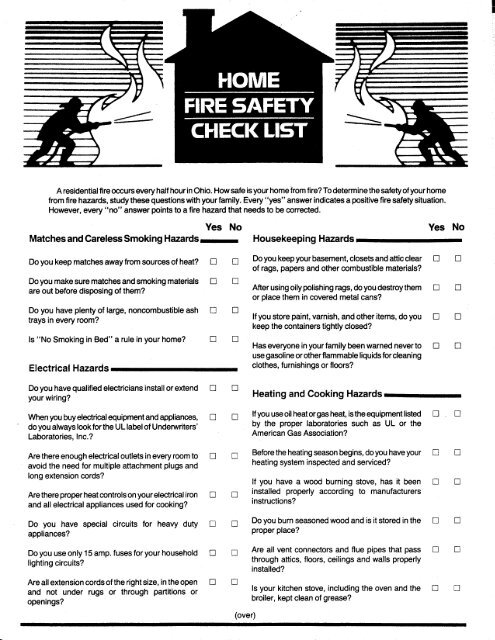 Home Fire Safety Checklist