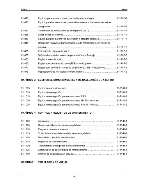 Reglamento AeronÃ¡utico Latinoamericano LAR 91 Reglas ... - ICAO