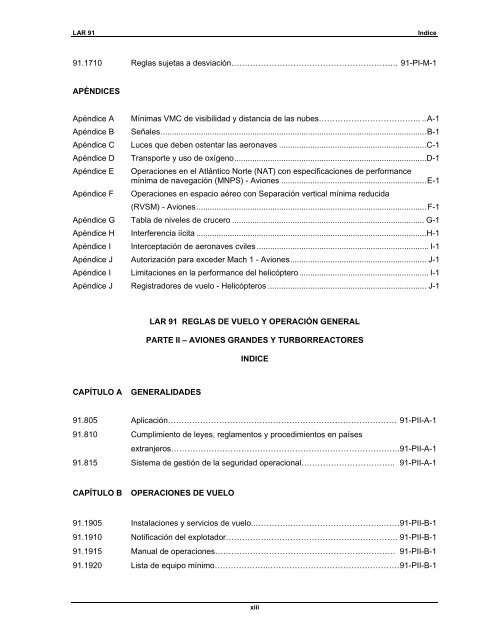 Reglamento AeronÃ¡utico Latinoamericano LAR 91 Reglas ... - ICAO