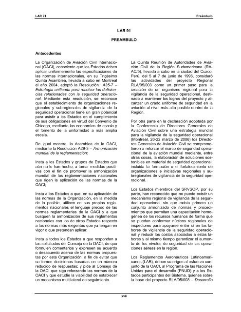 Reglamento AeronÃ¡utico Latinoamericano LAR 91 Reglas ... - ICAO