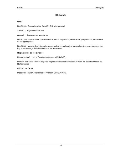 Reglamento AeronÃ¡utico Latinoamericano LAR 91 Reglas ... - ICAO