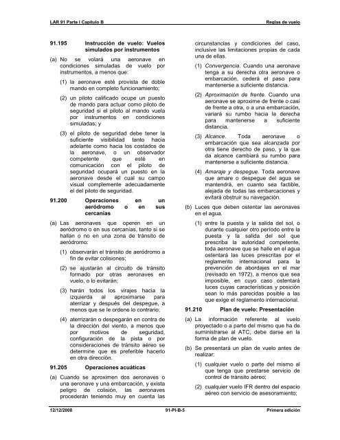 Reglamento AeronÃ¡utico Latinoamericano LAR 91 Reglas ... - ICAO