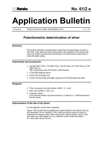 No. 61/2 e Application Bulletin