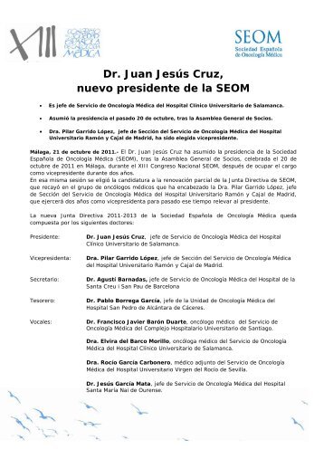 Dr. Juan JesÃºs Cruz, nuevo presidente de la SEOM - Sociedad ...