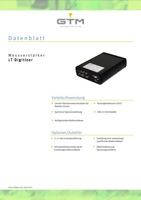 Datenblatt Serie LT-Digitizer - GTM GmbH