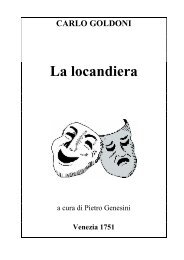 CARLO GOLDONI La locandiera - Letteratura Italiana di Pietro