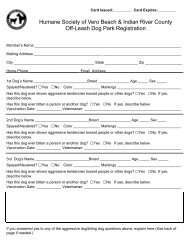 Dog Park Registration Form and Rules - Humane Society of Vero ...