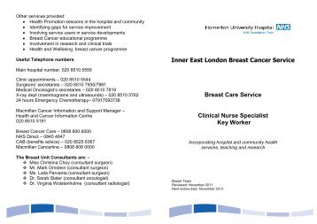 Useful Telephone numbers - Homerton University Hospital