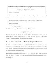 Lecture 17: Repeated Games -II 1 Folk Theorems for Infinitely ...