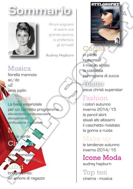 FASHION CINEMA LIBRI MAKE UP TEATRO CUCINA MUSICA FITNESS NATURA ICONE MODA