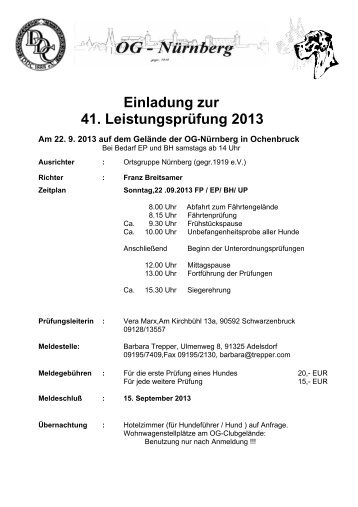 Einladung zur 41. Leistungsprüfung 2013 - Deutscher Doggen Club ...
