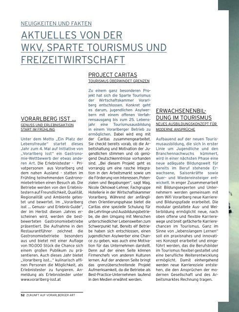 Tourismusmagazin „Zukunft auf Vorarlberger Art“