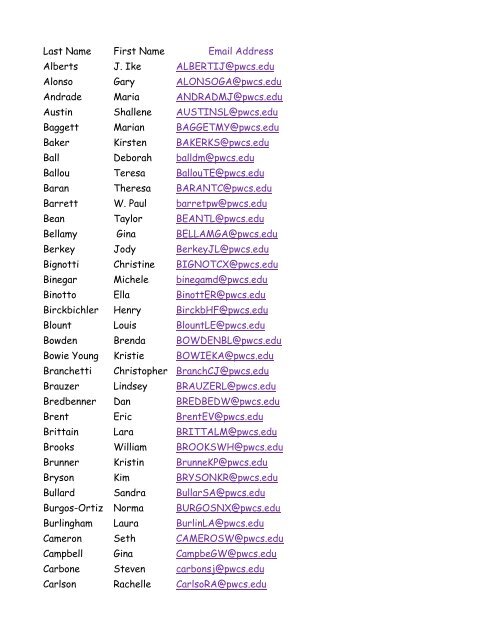 Staff Listing 2011.pdf - Forest Park High School