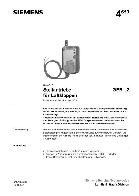 4653 Stellantriebe für Luftklappen GEB...2 - Siemens Schweiz AG