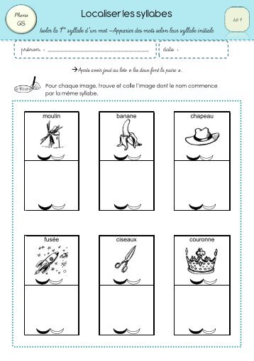 Localiser les syllabes 1 - classeurdecole