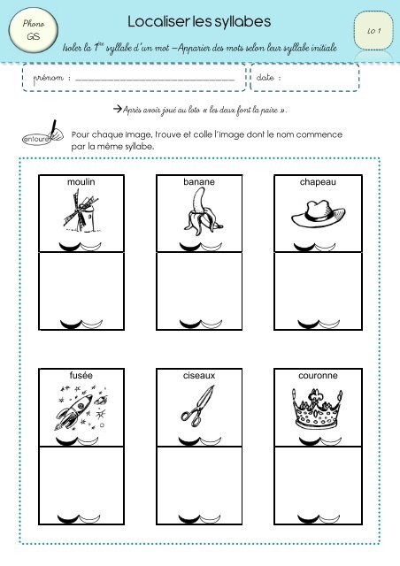 Localiser les syllabes 1 - classeurdecole