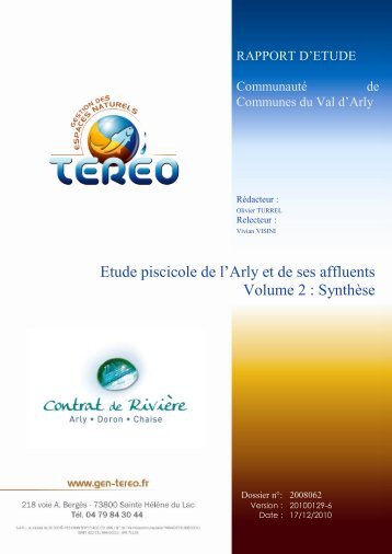 Etude piscicole des cours d'eau du bassin versant de l'Arly, 2010