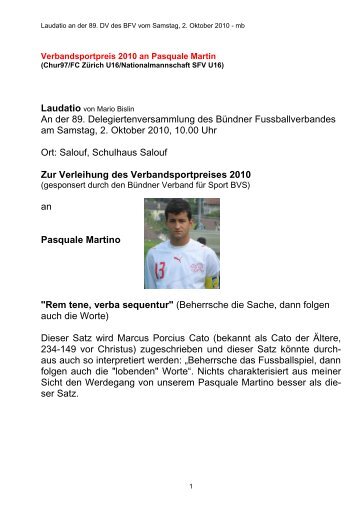 Pasquale Martino Gewinner Verbandssportpreis 2010 - BÃ¼ndner ...