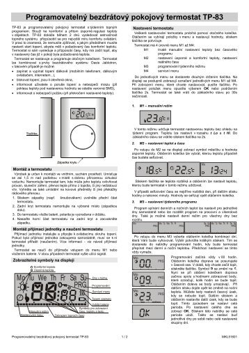 ProgramovatelnÃ½ bezdrÃ¡tovÃ½ pokojovÃ½ termostat TP-83 - Logitron